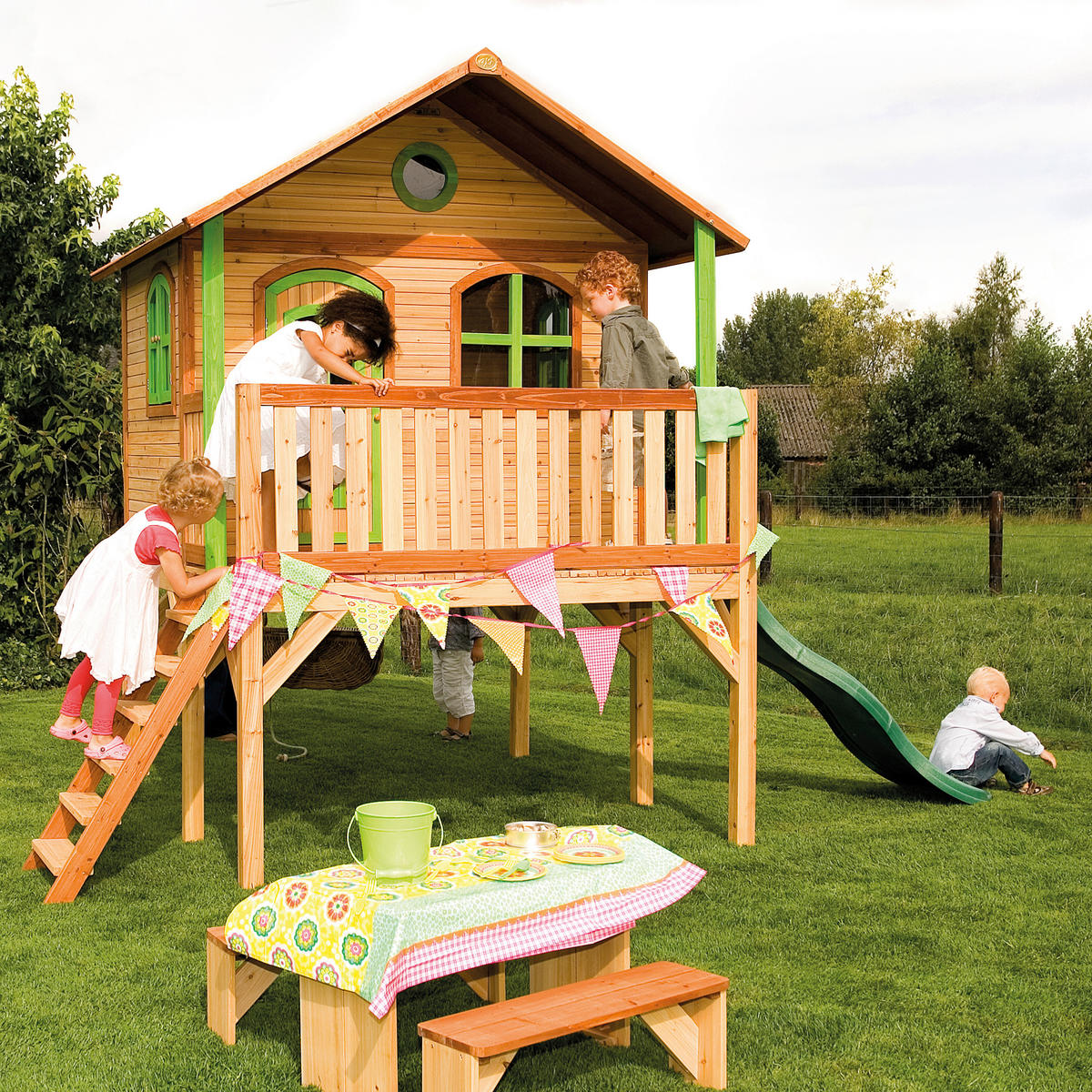 AXI Spielhaus Sophie braun B/H/L: ca. 380x274x212 cm Sophie - braun/grün (212,00/380,00/274,00cm) - AXI