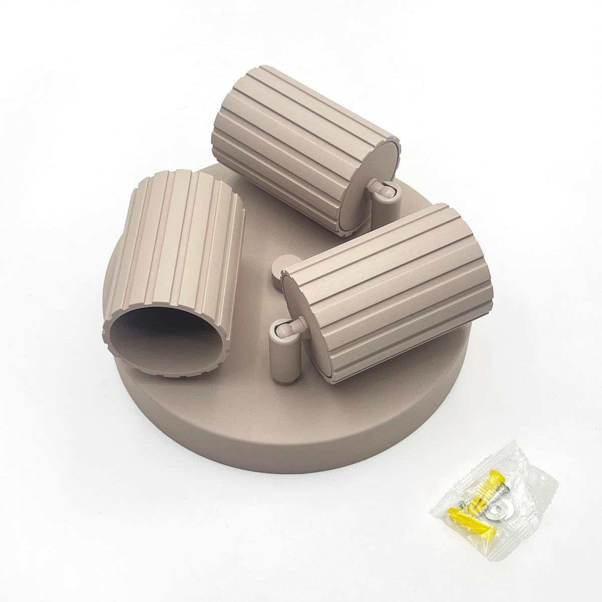 Lamkur Strahler beige Stahl B/H/L: ca. 18x19,5x18 cm 3 Brennstellen Prisma - beige (18,00/18,00/19,50cm) - Lamkur