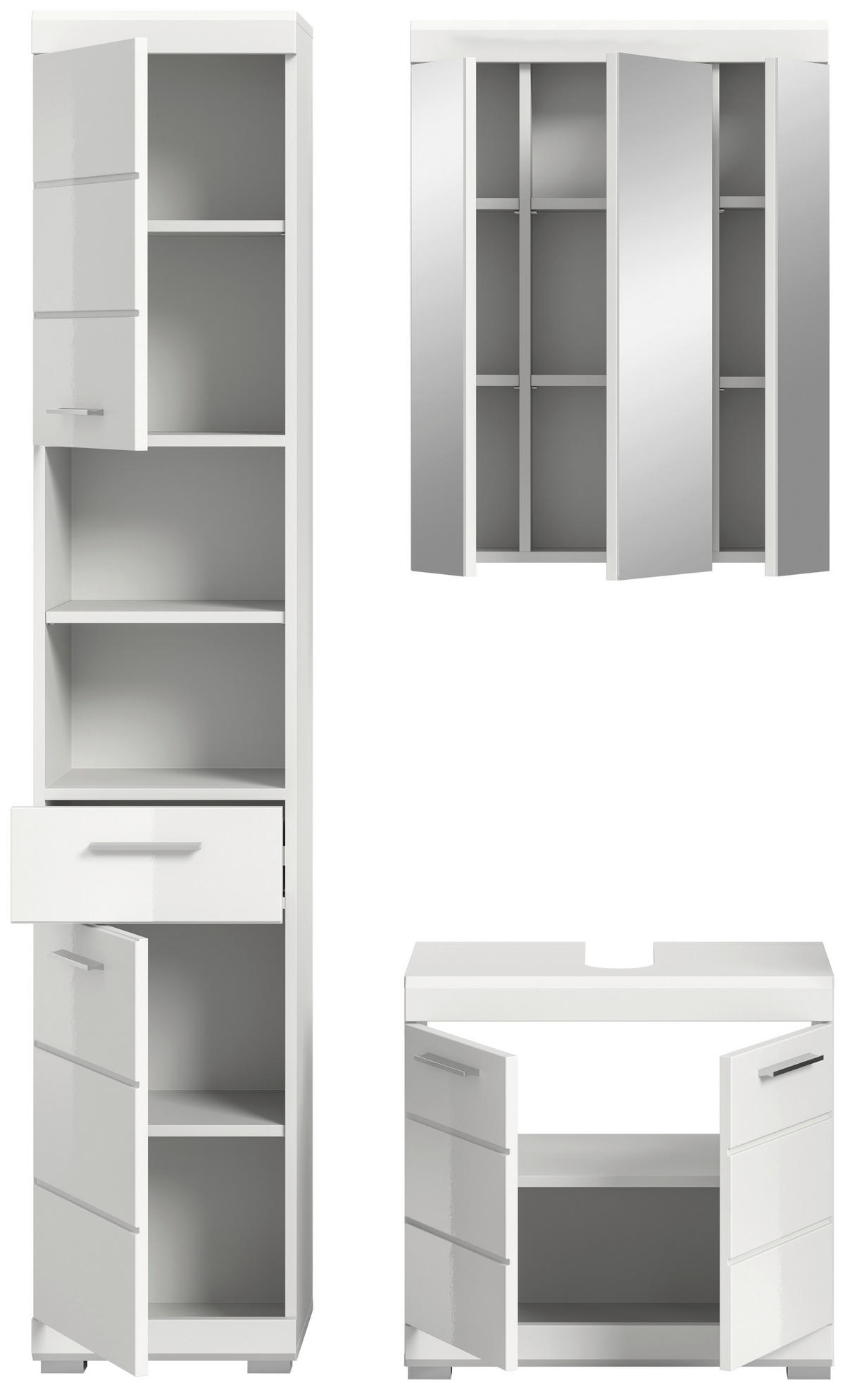 Badezimmer-Set Scout weiß weiß Hochglanz B/H/T: ca. 112x191x34 cm Scout - weiß (112,00/191,00/34,00cm) - xonox.home