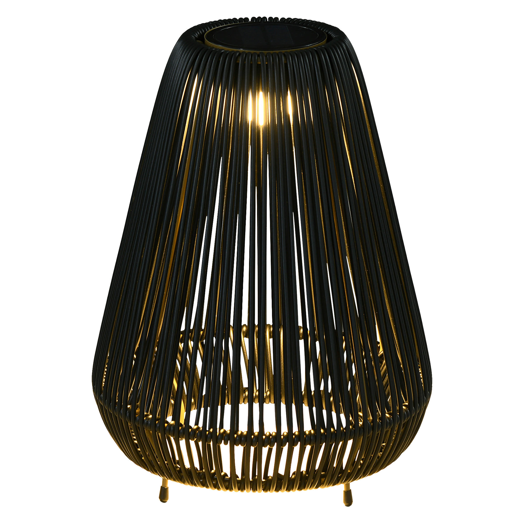 Solarleuchte 867-218V00BK schwarz Edelstahl Polypropylen Polyrattan B/H/L: ca. 27x27x37 cm Rattan_Solarleuchte - schwarz (37,00/27,00/27,00cm) - Outsunny