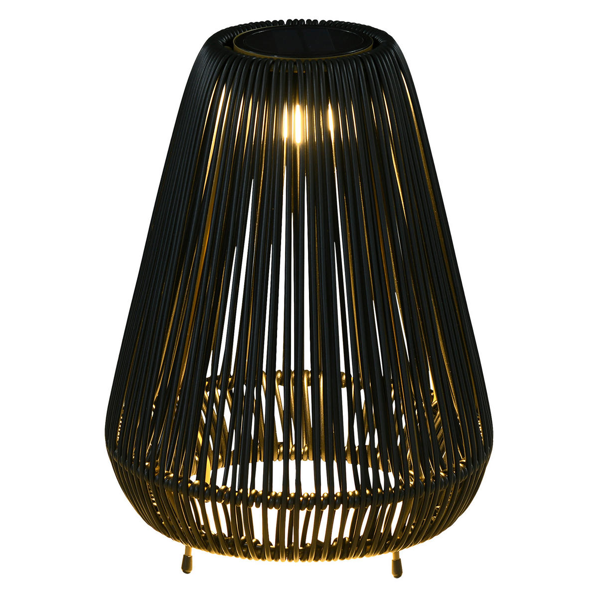 Solarleuchte 867-218V00BK schwarz Edelstahl Polypropylen Polyrattan B/H/L: ca. 27x27x37 cm Rattan_Solarleuchte - schwarz (37,00/27,00/27,00cm) - Outsunny