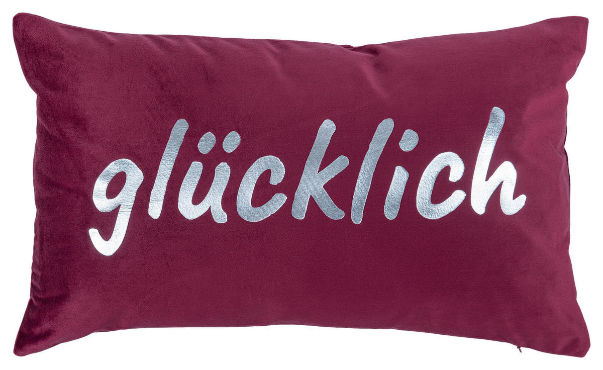 Dekokissen Dekokissen_Glücklich 30x50cm - bordeaux (50,00/30,00cm)