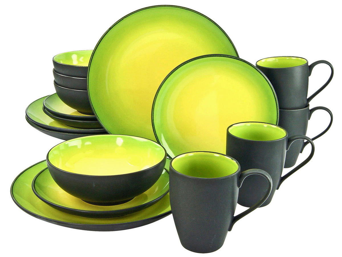 CreaTable Kombiservice HOT GREEN grün Steinzeug 16 tlg. HOT GREEN - grün - CreaTable