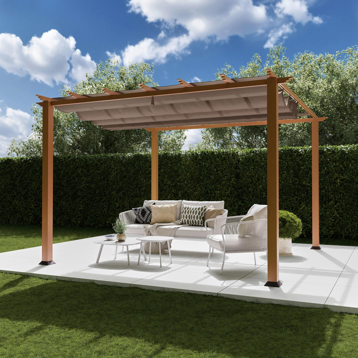 Paragon Outdoor Pavillon Florida hellbraun Metall B/H/L: ca. 350x235x350 cm Florida - hellbraun (350,00/350,00/235,00cm) - Paragon Outdoor