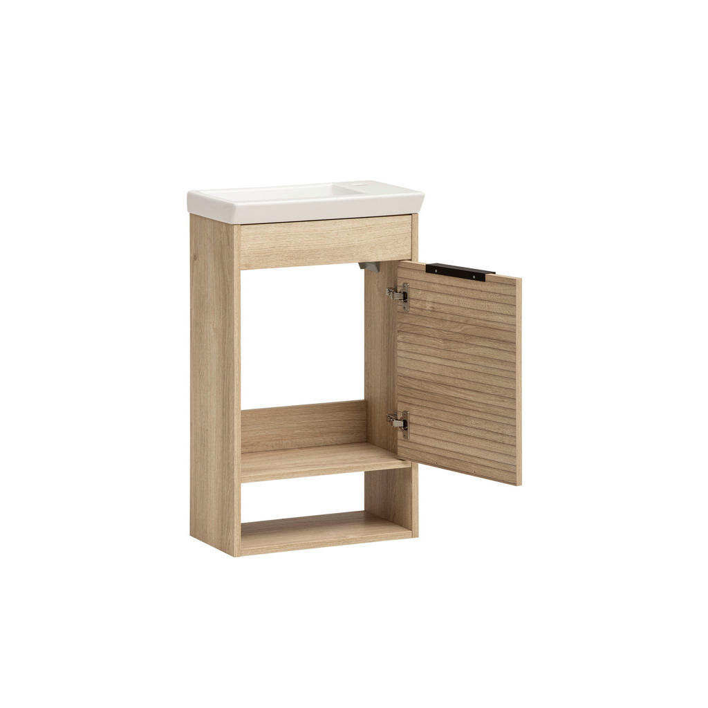 Thumbnail - Waschplatz Mads Eiche Nachbildung weiß B/H/T: ca. 45,5x78x27,5 cm