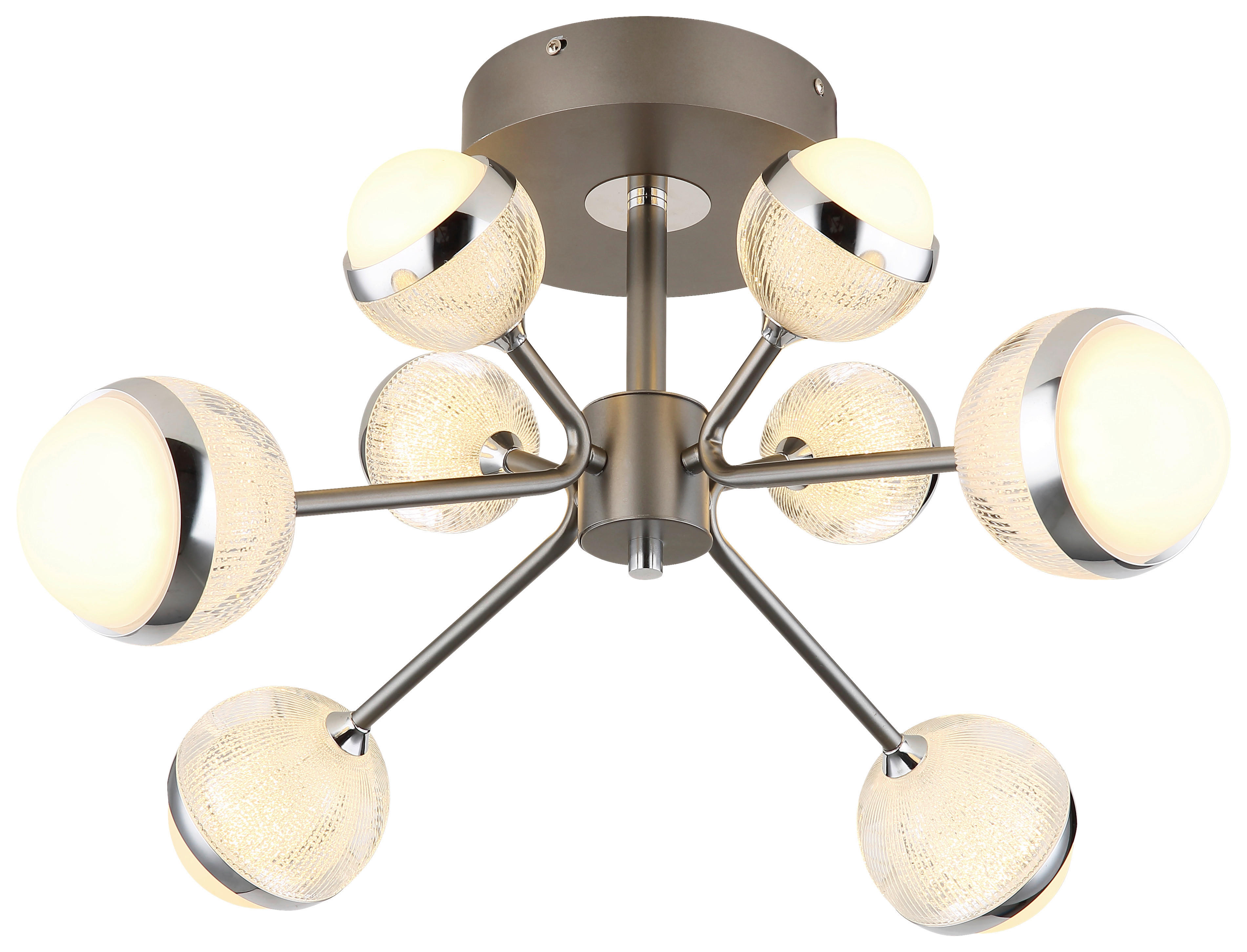 GLOBO LED-Deckenleuchte titanfarbig Chrom transparent Aluminium Acryl Metall H/D: ca. 29x61 cm UNTSY - titanfarbig/Chrom (61,00/29,00cm) - GLOBO