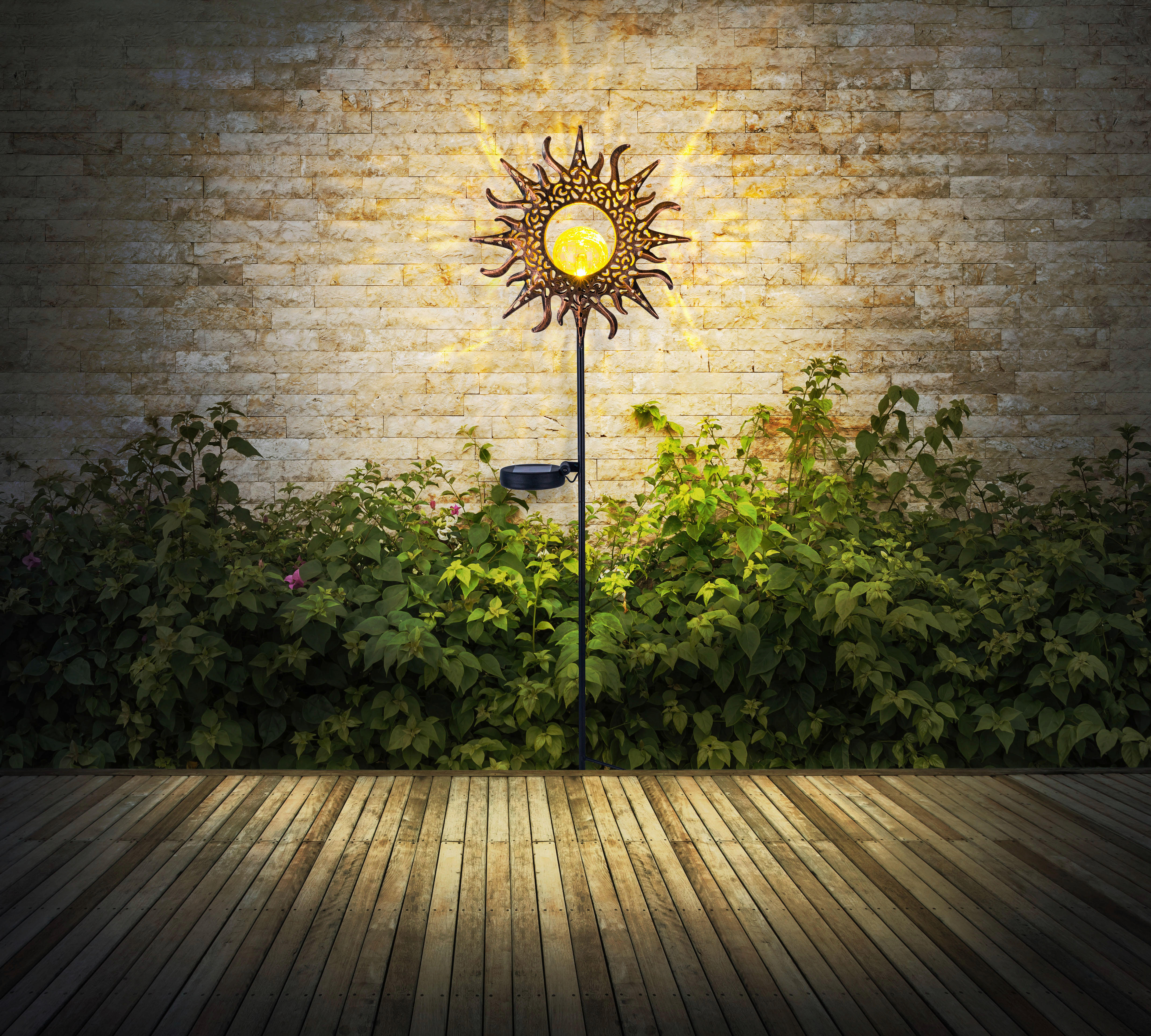 LED-Solarleuchte schwarz rost Metall B/H: ca. 24,2x81,5 cm SOLAR - schwarz/rost (24,20/81,50cm) - GLOBO