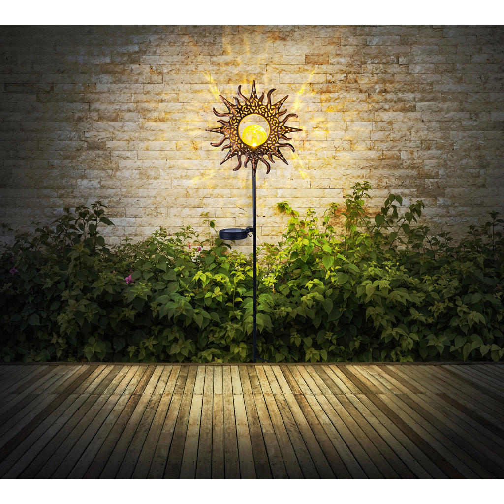 Thumbnail - LED-Solarleuchte schwarz rost Metall B/H: ca. 24,2x81,5 cm