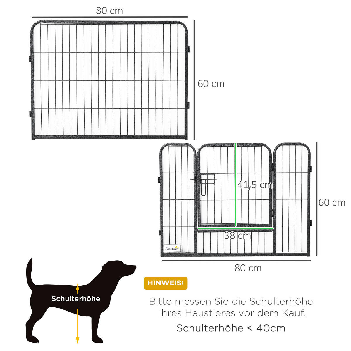PawHut Welpenauslauf schwarz Stahl B/H/L: ca. 1,5x60x80 cm Welpenauslauf - schwarz (80,00/1,50/60,00cm) - PawHut