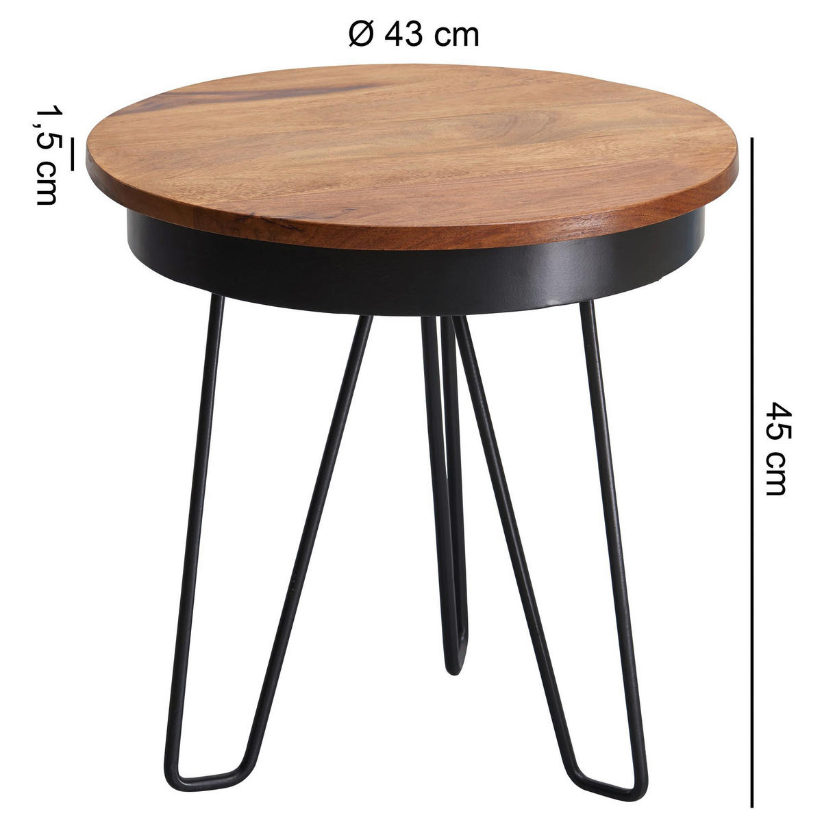 Beistelltisch rosenholz Holz B/H/T: ca. 43x45x43 cm Beistelltisch - rosenholz (43,00/45,00/43,00cm) - Wohnling