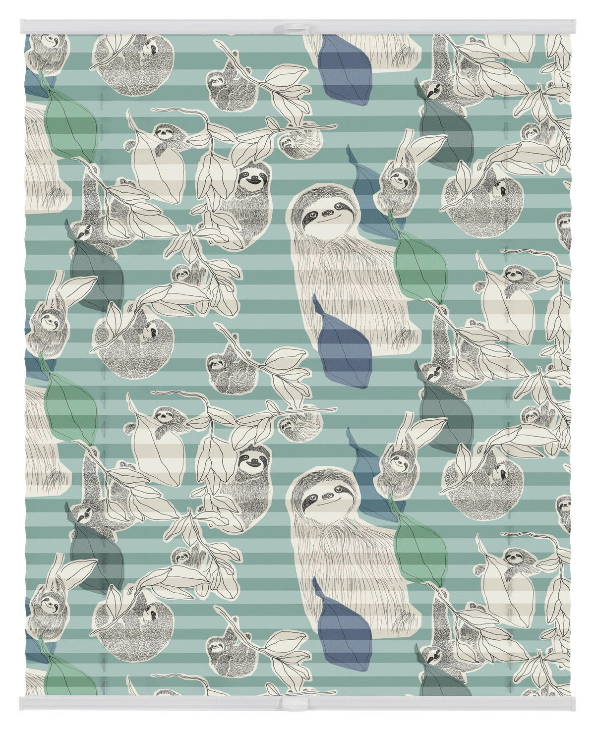 Spannplissee Sloths on Turquoise grün B/L: ca. 90x130 cm Sloths on Turquoise - grün (90,00/130,00cm) - LICHTBLICK