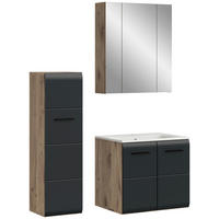Badezimmer-Set Ice Nox Oak Nachbildung schwarz matt B/H/T: ca. 105x185x46 cm Ice - schwarz (105,00/185,00/46,00cm) - xonox.home