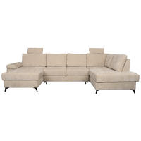 Wohnlandschaft Sara U beige Microfaser B/H/T: ca. 333x87x189 cm Sara U - beige/schwarz (333,00/87,00/189,00cm)