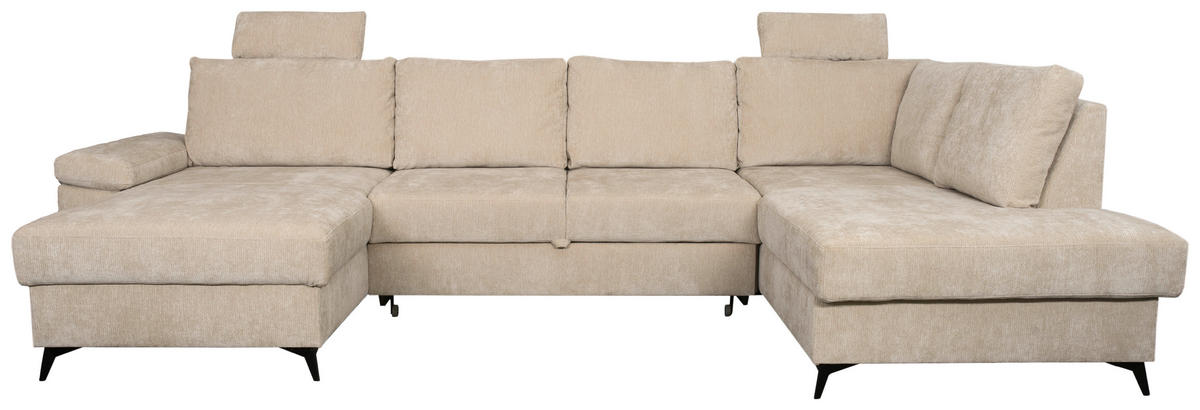 Wohnlandschaft Sara U beige Microfaser B/H/T: ca. 333x87x189 cm Sara U - beige/schwarz (333,00/87,00/189,00cm)