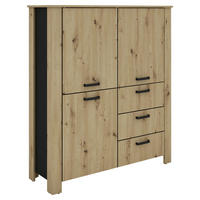 Highboard FARO Eiche schwarz B/H/T: ca. 120x137x40 cm FARO - Eiche/schwarz (120,00/137,00/40,00cm) - byLIVING