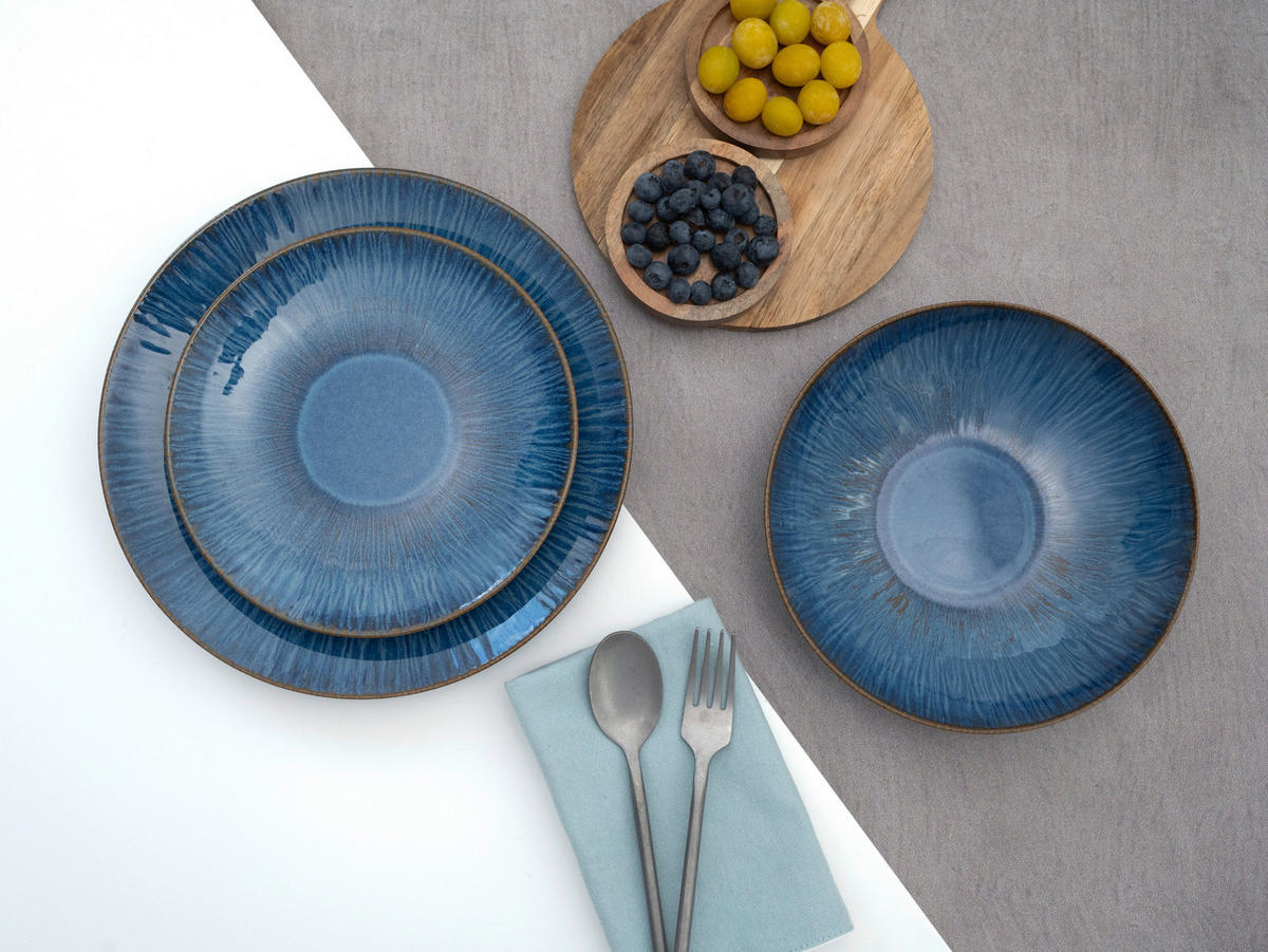 CreaTable Tafelservice Sea Breeze blau Steinzeug 18 tlg. Sea Breeze - blau - CreaTable