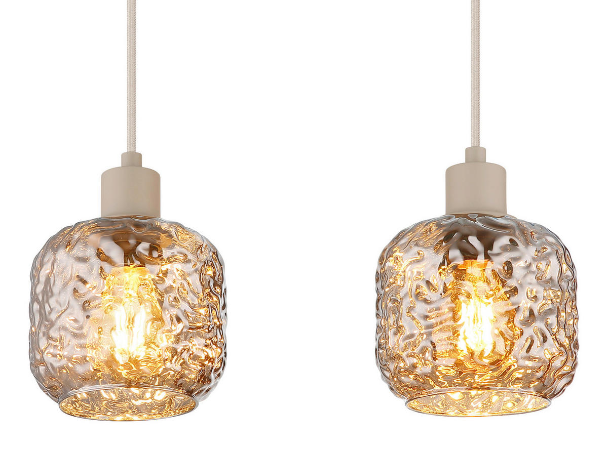 GLOBO Hängeleuchte Rauch beige Glas Metall B/H/L: ca. 17,5x24x82,5 cm E27 4 Brennstellen Hängeleuchte-Antonio - beige/Rauch (82,50/17,50/24,00cm) - GLOBO