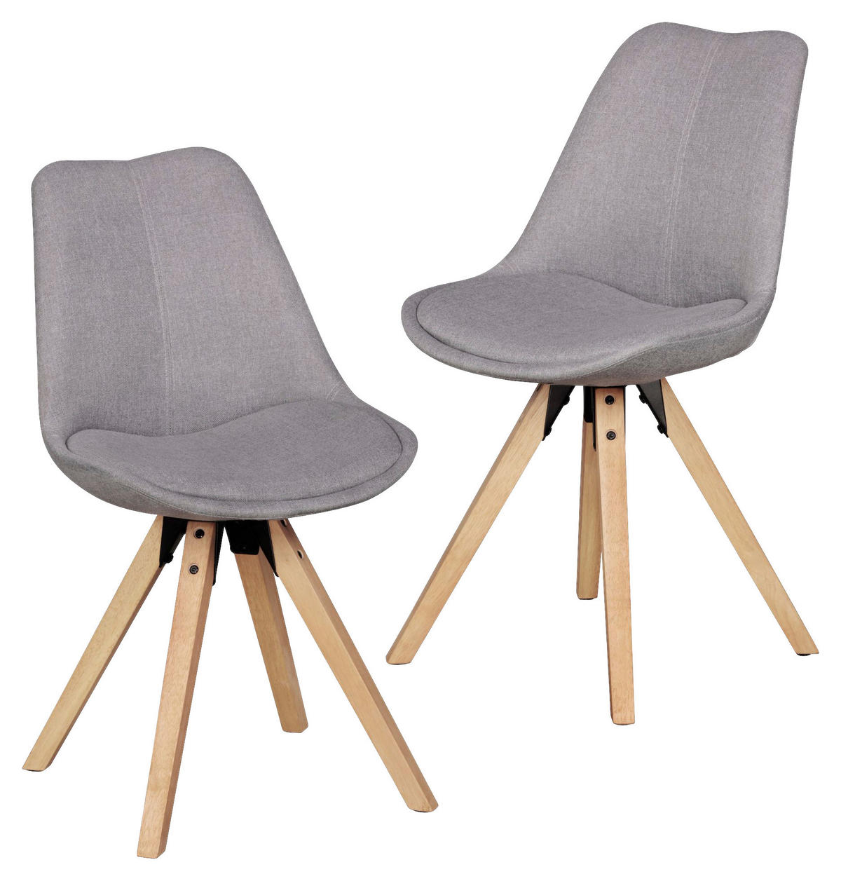Stuhl 2er-Set hellgrau natur Stoff Echtholz B/H/T: ca. 49x87x52 cm 2er-Set - hellgrau/natur (49,00/87,00/52,00cm) - Wohnling