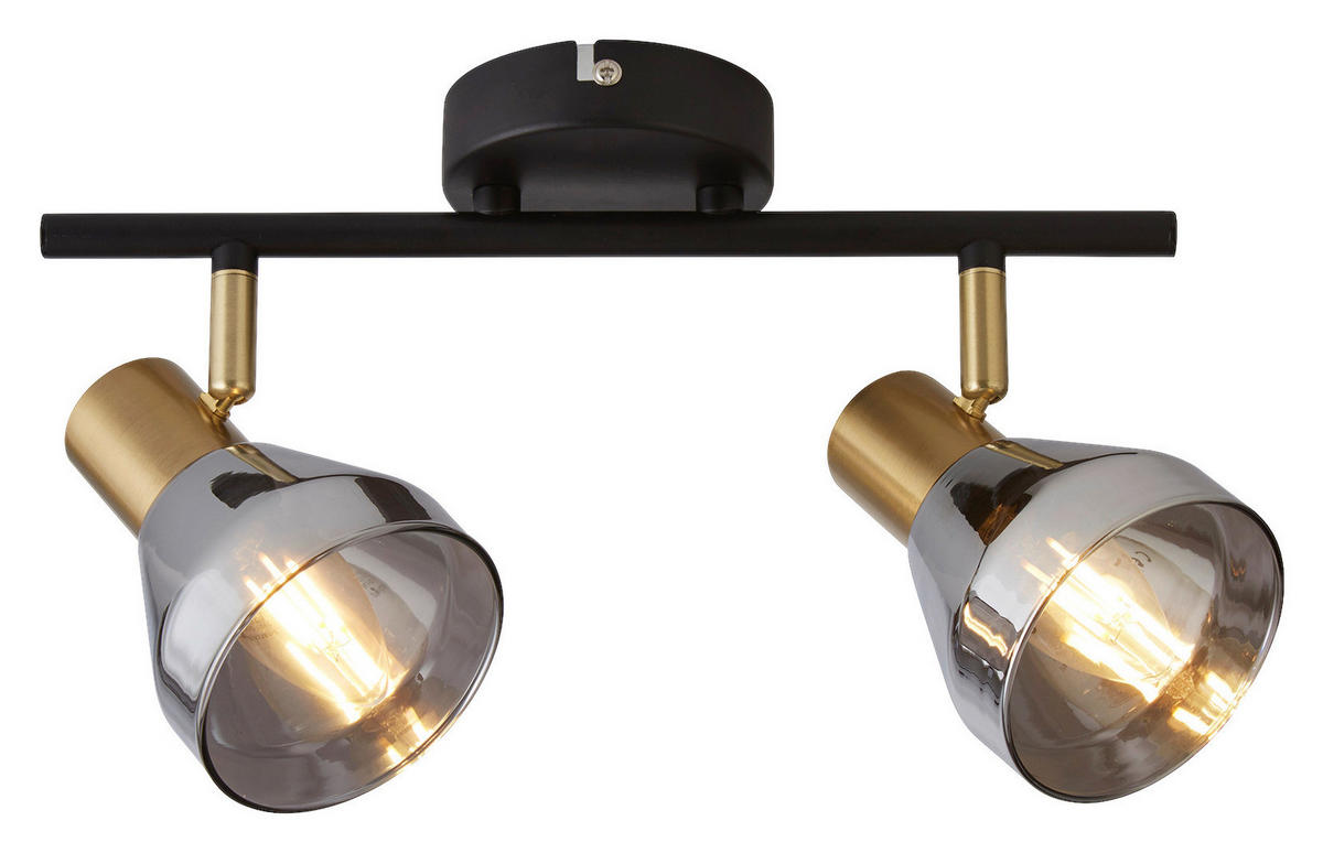 Searchlight Strahler messing schwarz Glas Stahl B/H/L: ca. 17x19,5x39 cm E14 2 Brennstellen Westminster - messing/schwarz (39,00/17,00/19,50cm) - Searchlight