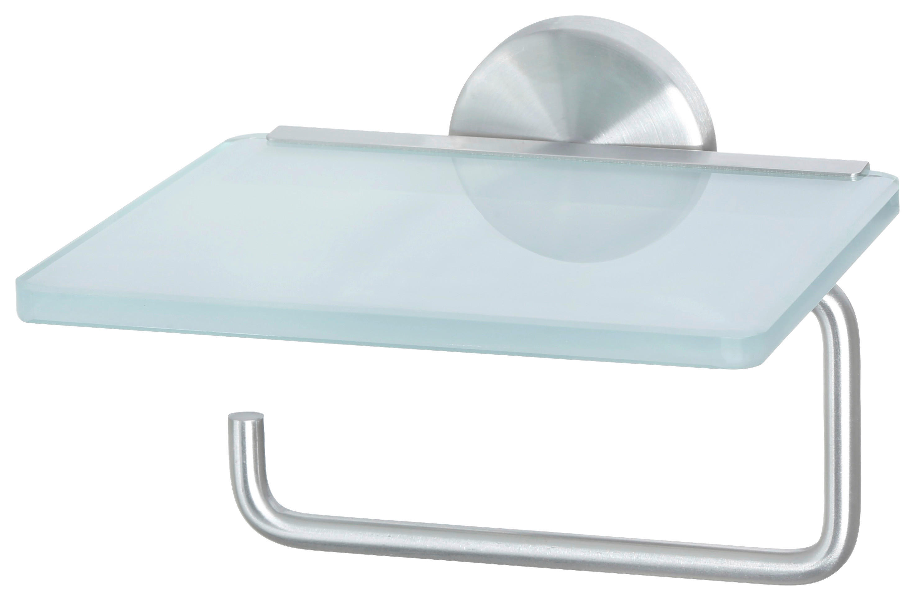 Toilettenpapierhalter Edelstahloptik glasklar Glas B/H/T: ca. 6x15x8 cm Papierrollenhalter_m.Ablage_Milano - Edelstahloptik/glasklar (6,00/15,00/8,00cm) - POCOline