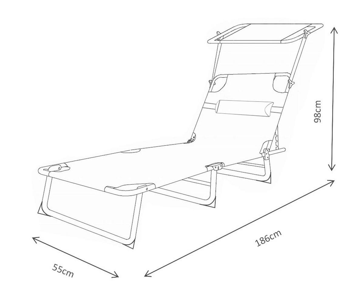 VCM Sonnenliege Bindox creme Textilene B/H/L: ca. 55x24x185 cm Bindox - creme (185,00/55,00/24,00cm) - VCM