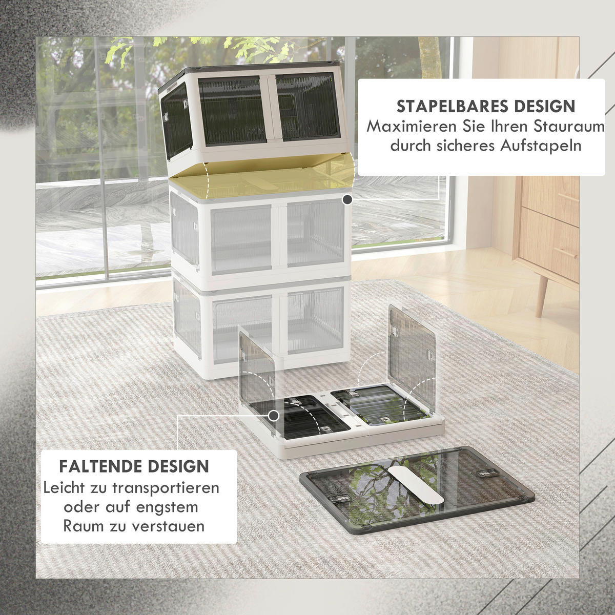 HOMCOM Aufbewahrungsbox weiß B/H/L: ca. 42x60x34 cm Aufbewahrungsbox - weiß (34,00/42,00/60,00cm) - HOMCOM