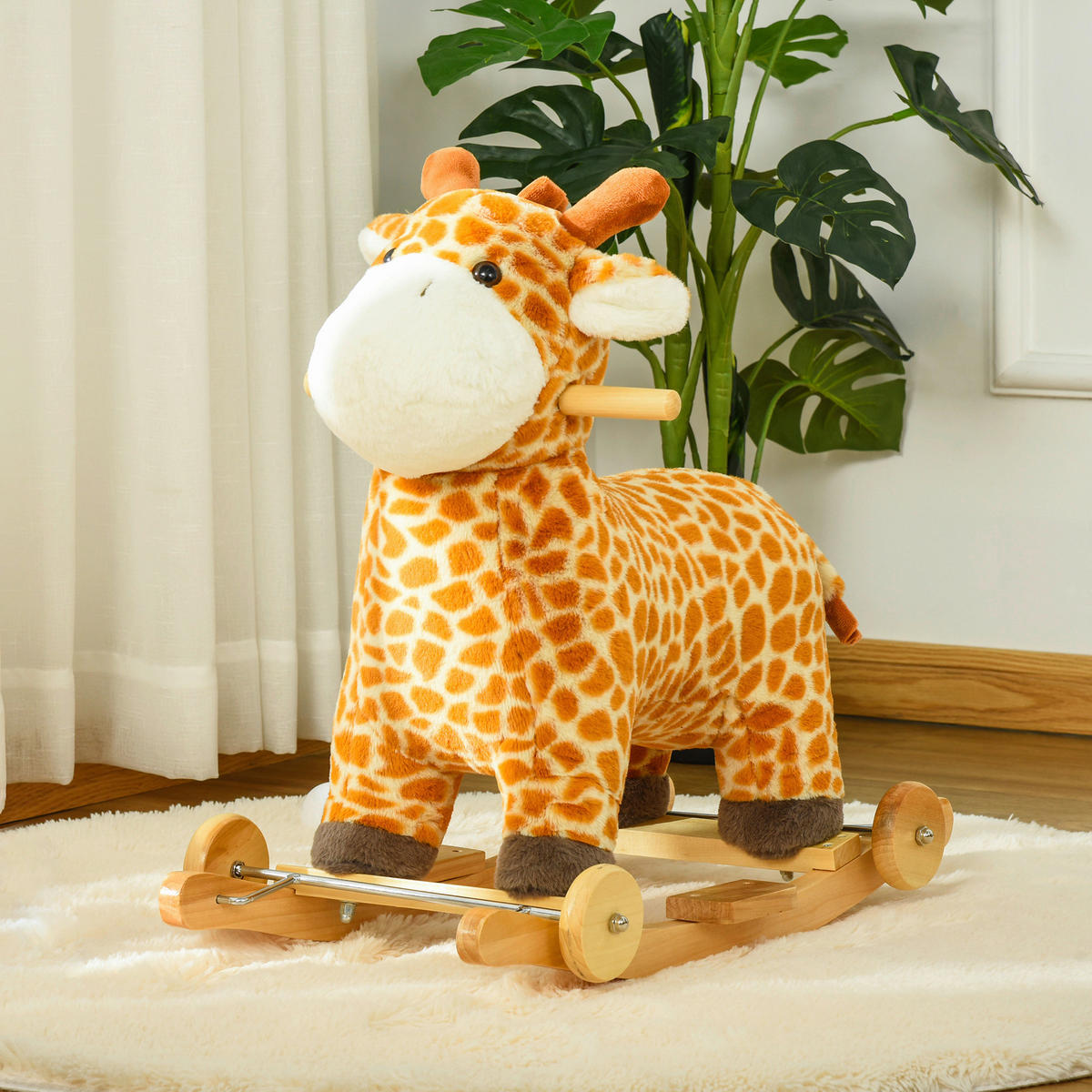 HOMCOM Schaukeltier B/H/L: ca. 38x63x63 cm Schaukeltier - gelb (63,00/38,00/63,00cm) - HOMCOM