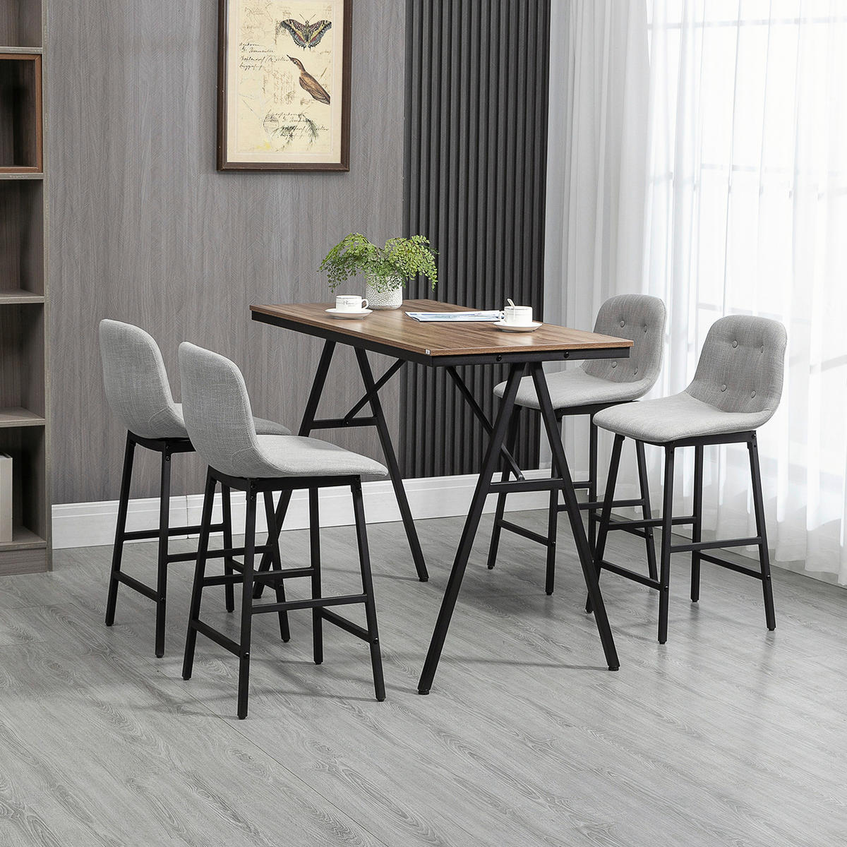 Bartisch nussbaum Nachbildung B/H/T: ca. 120x91x60 cm Bartisch-Set - nussbaum (120,00/91,00/60,00cm) - HOMCOM