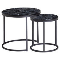 Couchtisch 2er-Set. schwarz Marmor Optik schwarz 2er-Set. - schwarz - Wohnling