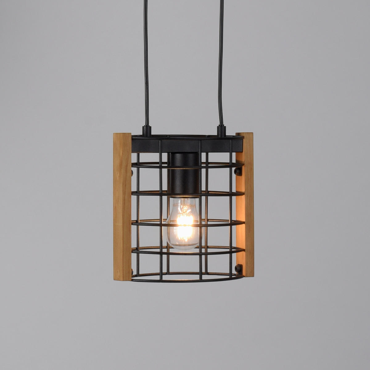 Just Light Pendelleuchte DRAIN 15251-18 kiefer schwarz Metall Holz B/H/T: ca. 21x150x12 cm E27 1 Brennstellen DRAIN - kiefer/schwarz (21,00/150,00/12,00cm) - Just Light