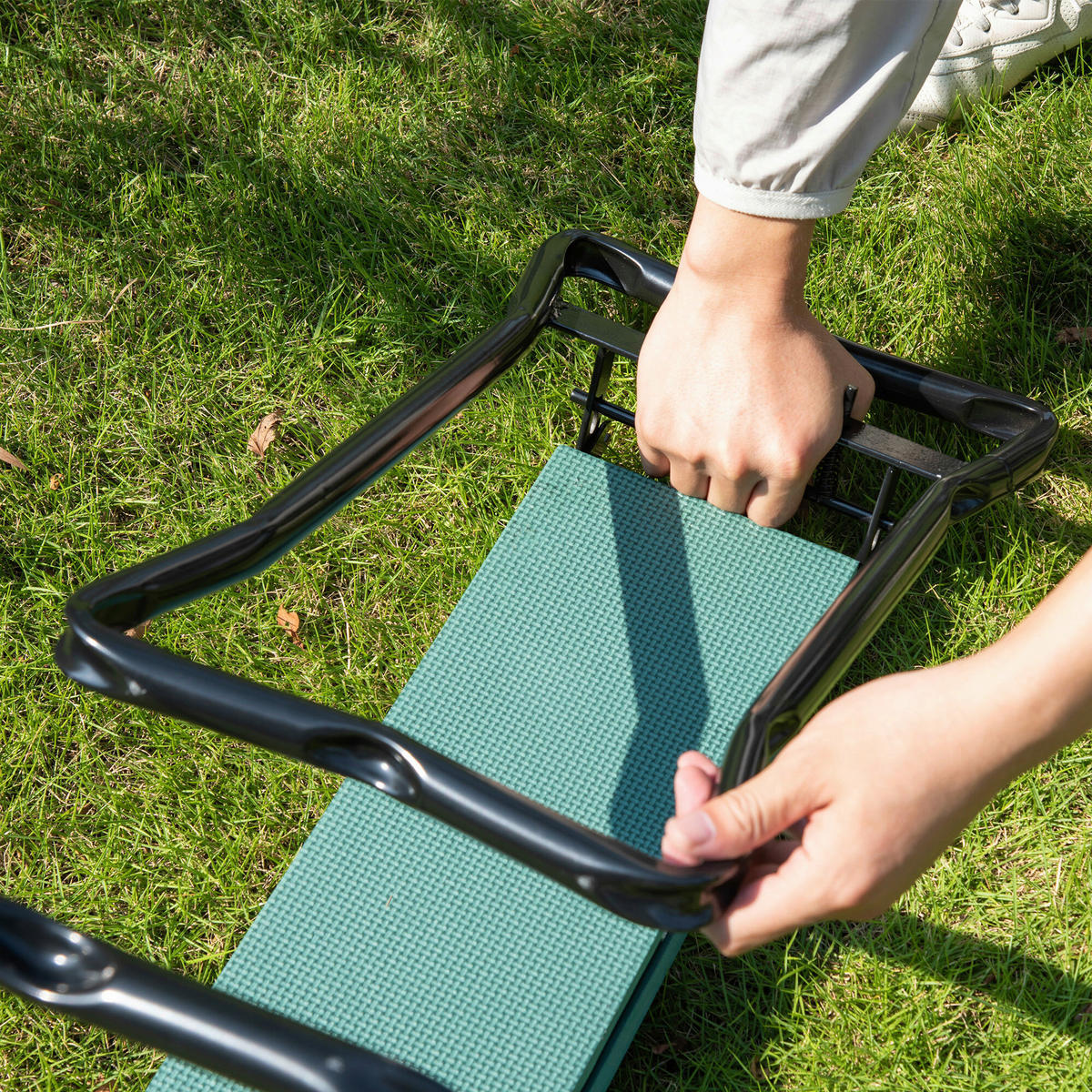 Outsunny Kniebank schwarz B/H/L: ca. 28x49x58 cm Kniebank 01-0134 - schwarz/dunkelgrün (58,00/28,00/49,00cm) - Outsunny