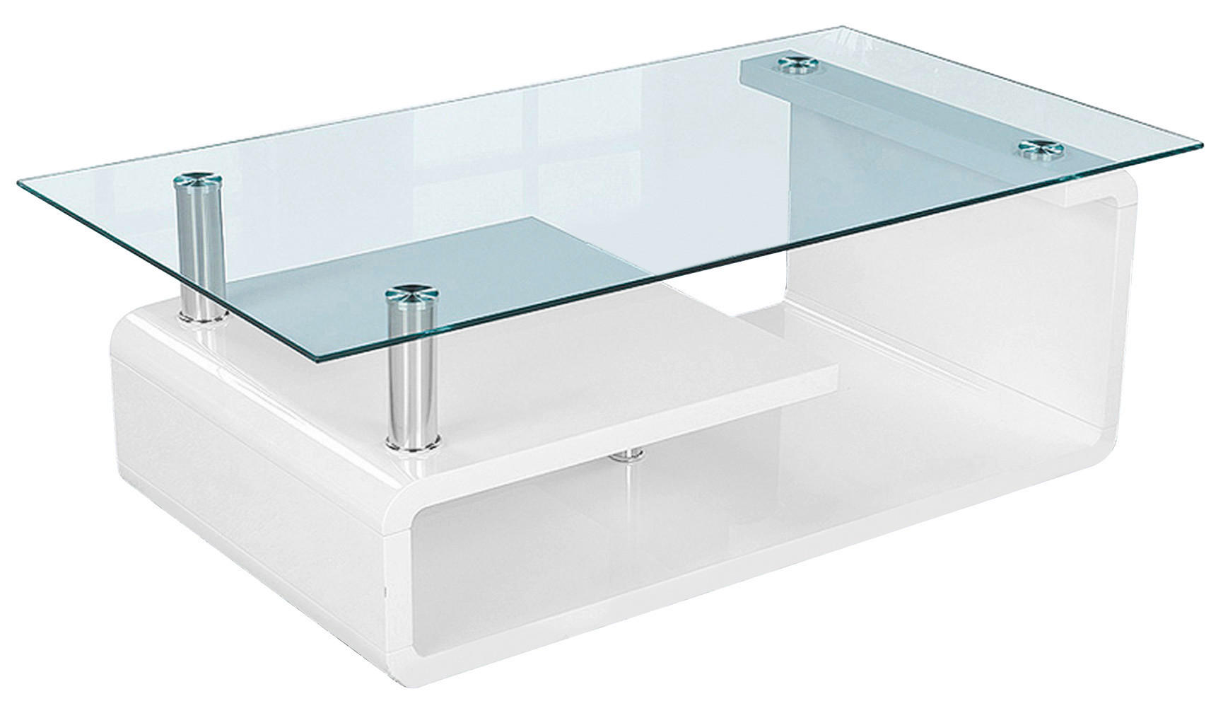 Glascouchtisch Emil glasklar weiß Hochglanz lackiert B/H/T: ca. 110x40x65 cm Emil - weiß/glasklar (110,00/40,00/65,00cm)