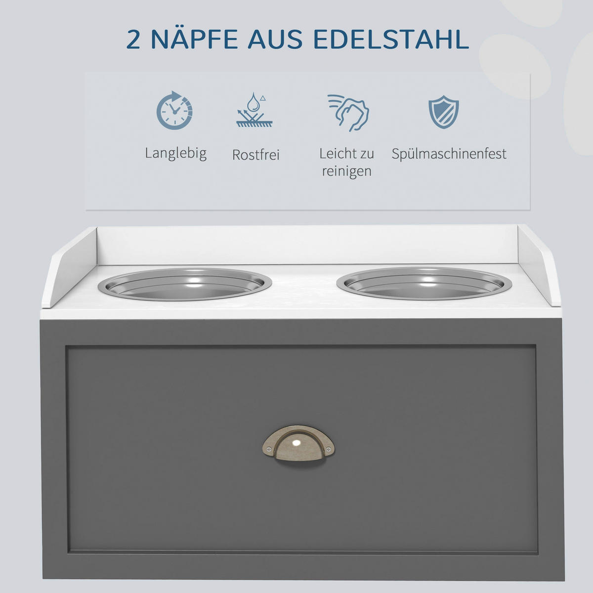 PawHut Hundenapf grau MDF B/H/L: ca. 30x36x60 cm Hundenapf - grau (60,00/30,00/36,00cm) - PawHut