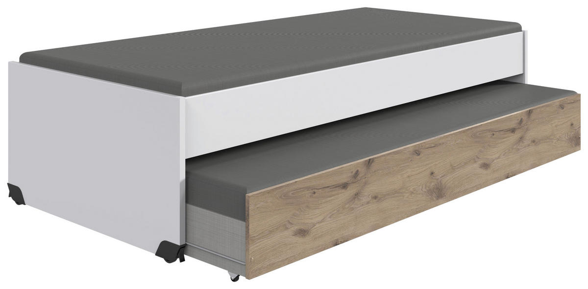 Oak Nachbildung B/H/T: ca. 96x51x204 cm Liegefläche B/L: ca. 90x200 cm Norderney_Jugendbett J28 299 - weiß/Oak (96,00/51,00/204,00cm)