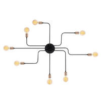 Opviq Wandleuchte bronze schwarz Eisen B/H/L: ca. 125x15x125 cm E27 8 Brennstellen Truva - schwarz/bronze (125,00/125,00/15,00cm) - Opviq