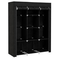 HOMCOM Kleiderschrank schwarz Edelstahl B/H/L: ca. 43x125x162,5 cm Stoffschrank - schwarz (162,50/43,00/125,00cm) - HOMCOM