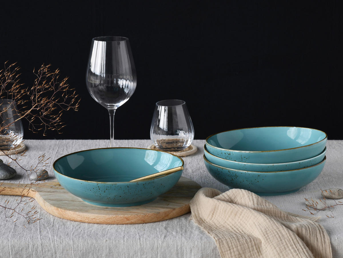 CreaTable Schüssel-Set Nature Collection Water blau Steinzeug Nature Collection Water - blau - CreaTable
