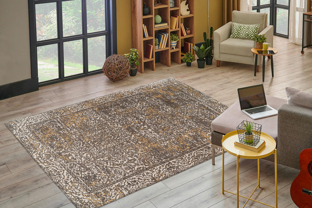 Kayoom Flachflorteppich Davis 225 beige B/H/L: ca. 120x1,2x170 cm Davis 225 - beige (170,00/120,00/1,20cm) - Kayoom