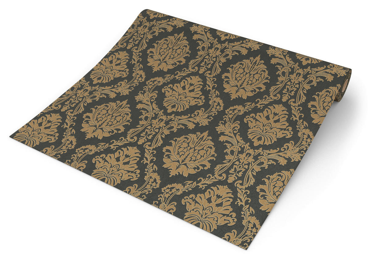 Erismann Vliestapete Ornament schwarz gold B/L: ca. 53x1005 cm Vliestapete_10288-15 - gold/schwarz (53,00/1005,00cm) - Erismann