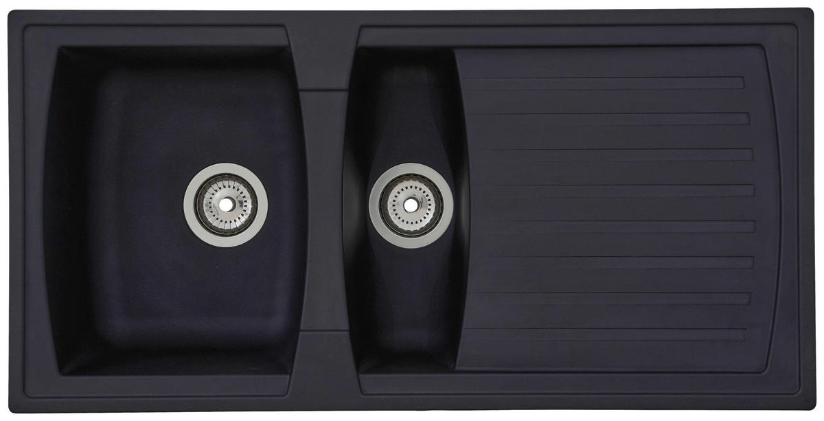 Respekta Einbauspüle Boston 100 x 50 S schwarz Mineralite B/H/T: ca. 100x20x50 cm Boston 100 x 50 S - schwarz (100,00/20,00/50,00cm) - Respekta