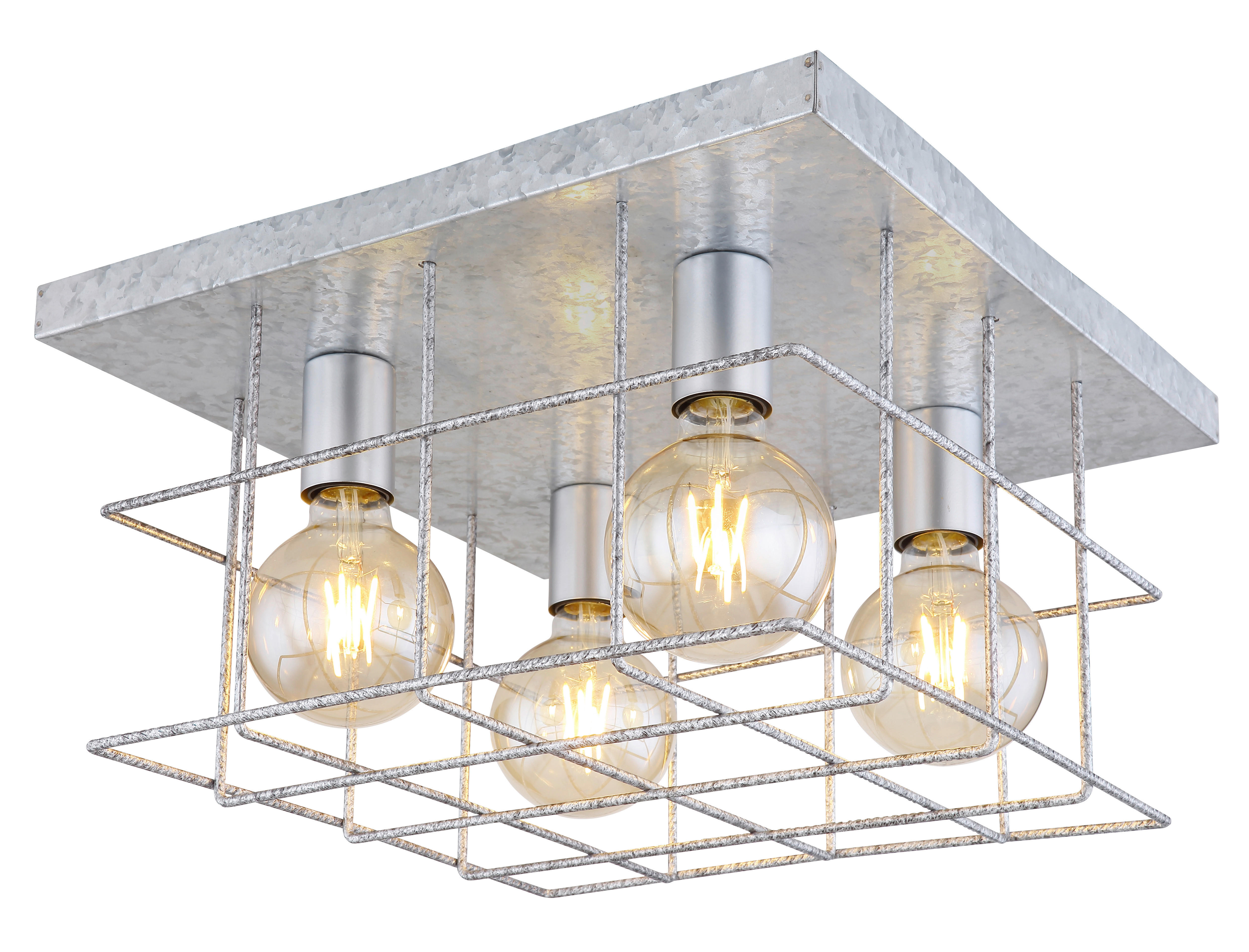GLOBO Deckenleuchte MERRIL 15530Z-4D silber Metall B/H/L: ca. 40x26x40 cm MERRIL - silber (40,00/40,00/26,00cm) - GLOBO