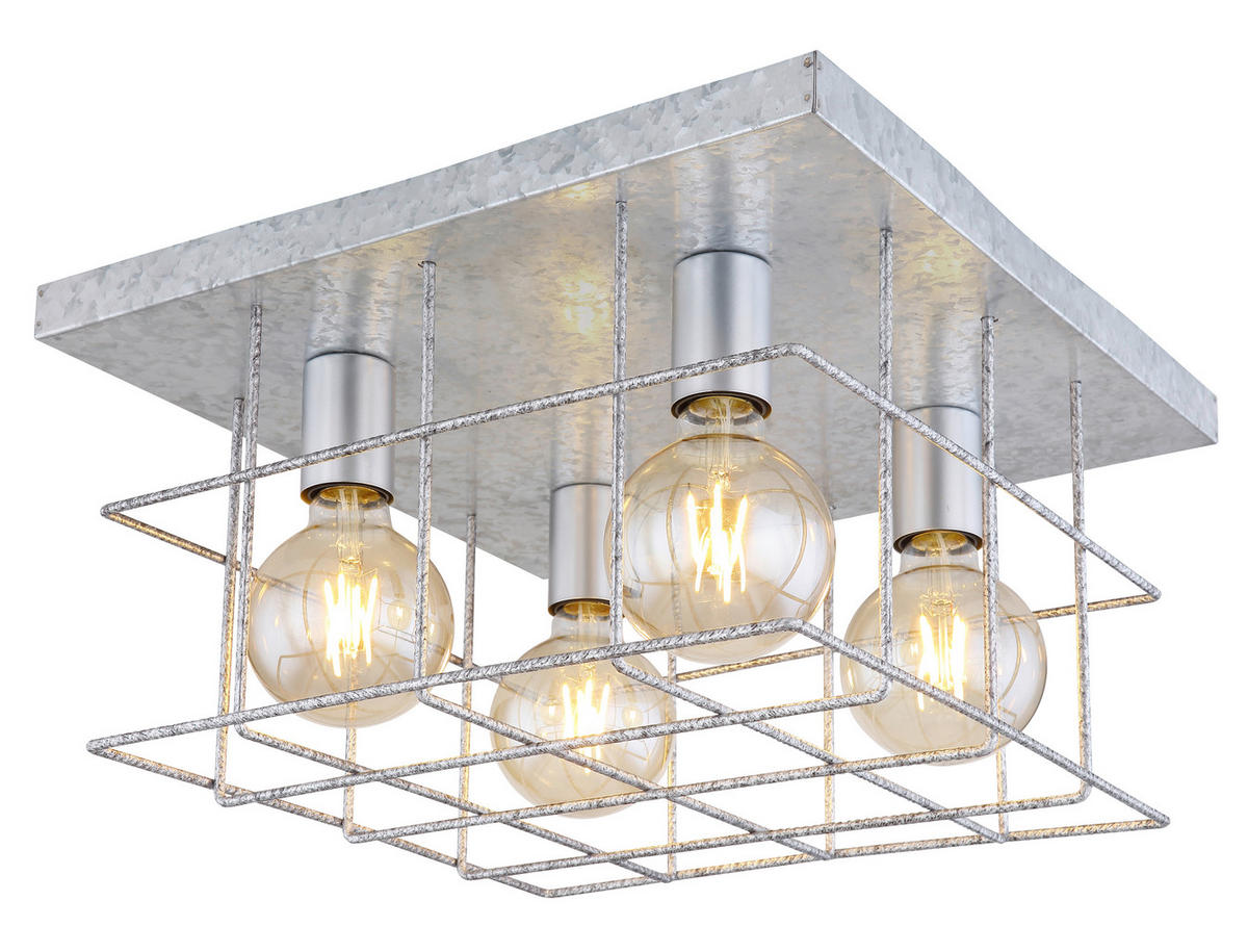 GLOBO Deckenleuchte MERRIL 15530Z-4D silber Metall B/H/L: ca. 40x26x40 cm MERRIL - silber (40,00/40,00/26,00cm) - GLOBO
