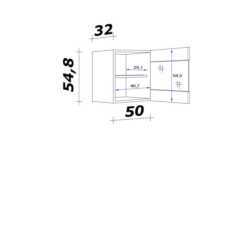 Thumbnail - Hängeschrank Avila Magnolie matt B/H/T: ca. 50x54,8x32 cm