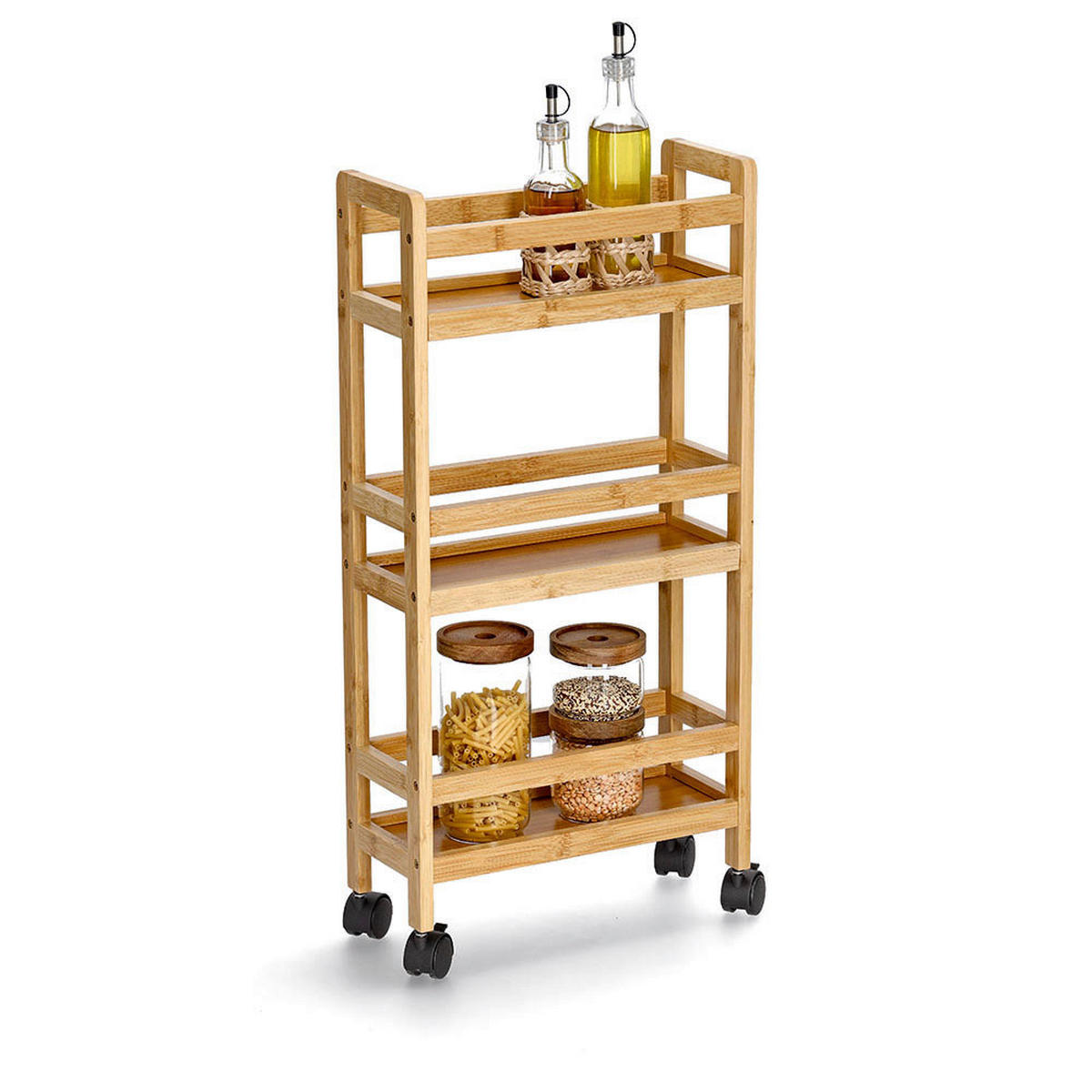 Zeller Rollwagen natur Bambus B/H/L: ca. 15x74x36 cm Nischen-Rollwagen - natur (36,00/15,00/74,00cm) - Zeller