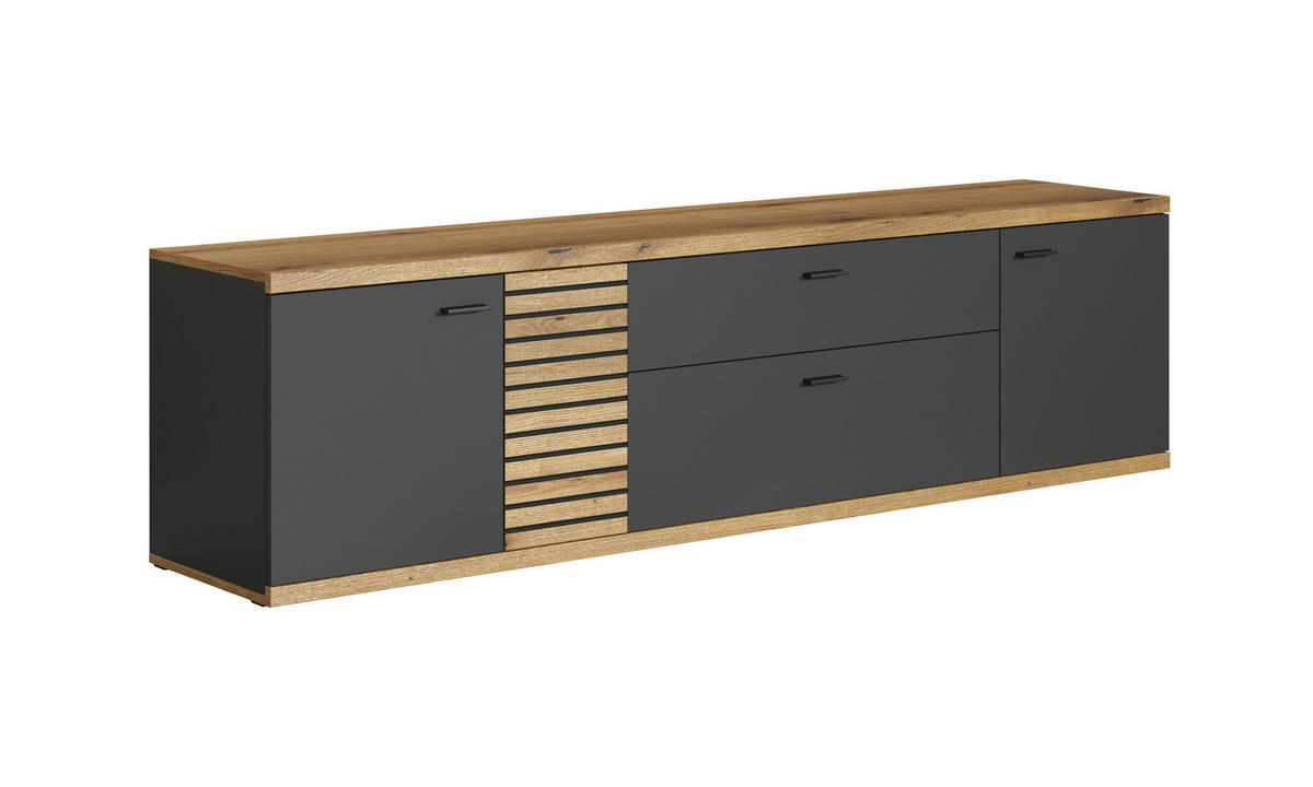 Lowboard Norris anthrazit Eiche Evoke Coast Nachbildung B/H/T: ca. 202x55x42 cm Norris - Eiche/anthrazit (202,00/55,00/42,00cm)