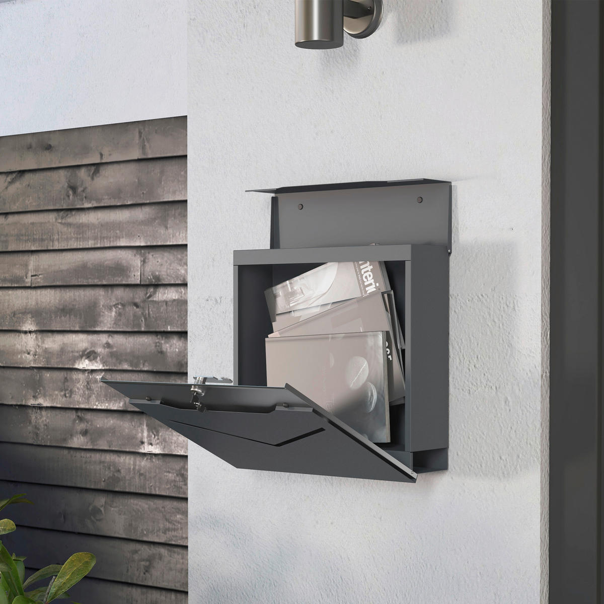 HOMCOM Briefkasten dunkelgrau B/H/L: ca. 10,5x37x37 cm Briefkasten - dunkelgrau (37,00/10,50/37,00cm) - HOMCOM