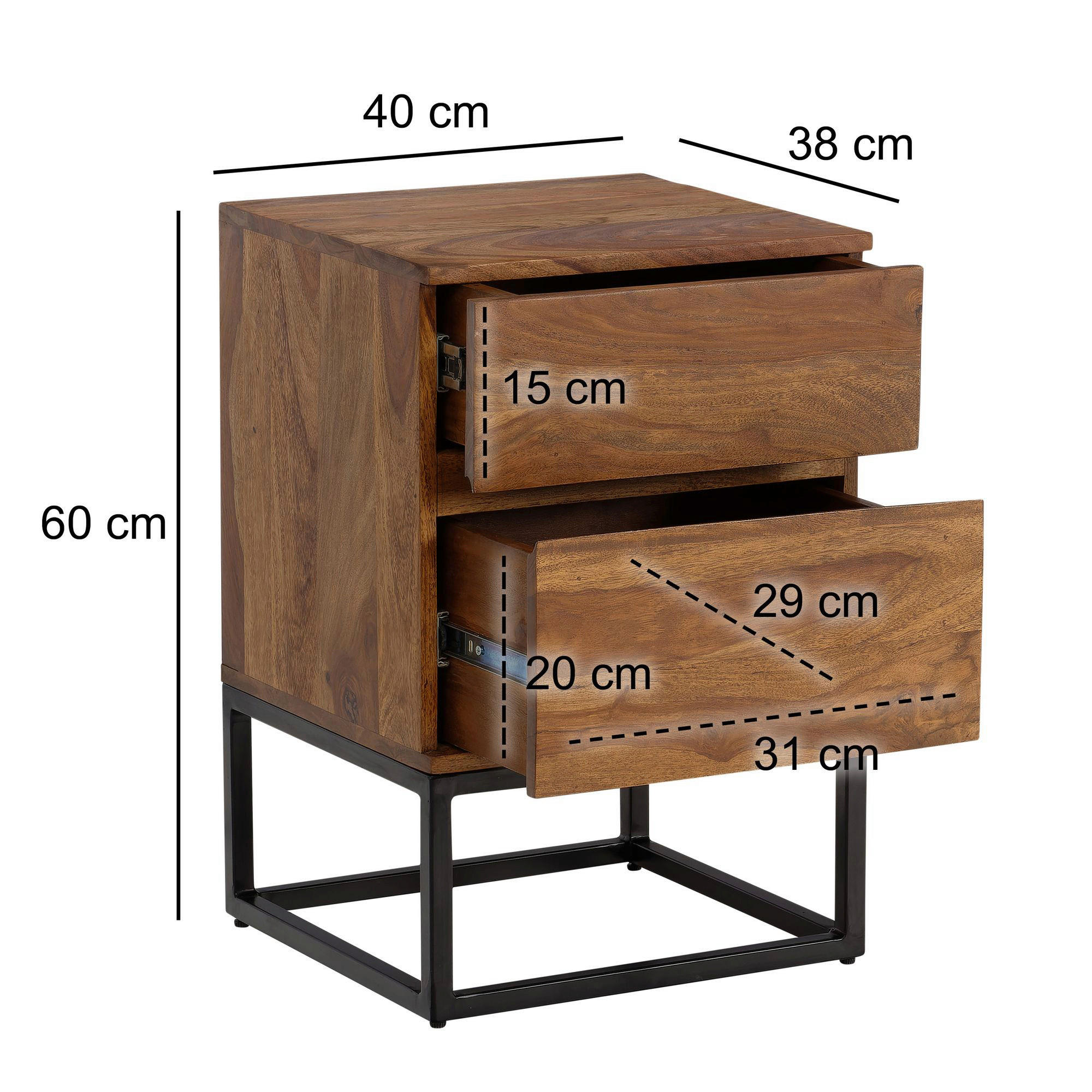 Nachtkonsole braun B/H/T: ca. 40x60x38 cm Nachtkonsole - braun (40,00/60,00/38,00cm) - Wohnling