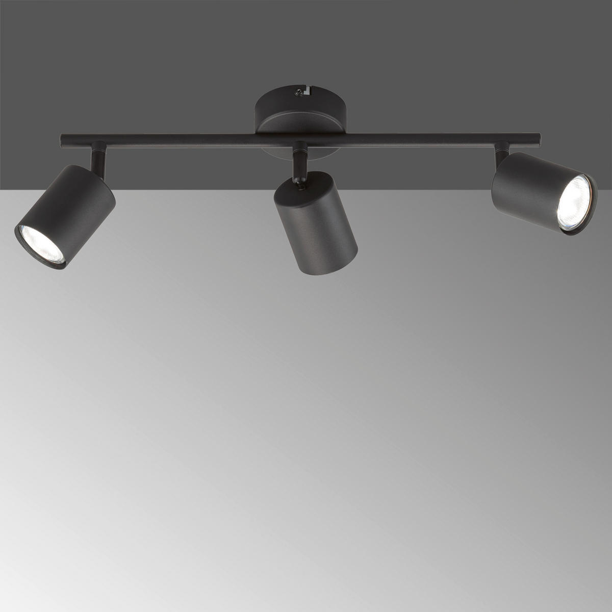 Fischer & Honsel LED-Deckenleuchte 21130 schwarz Metall B/H/T: ca. 42x14x8 cm 3 Brennstellen Vano - schwarz (42,00/14,00/8,00cm) - Fischer & Honsel