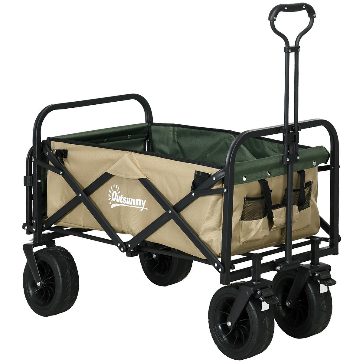 Outsunny Bollerwagen khaki B/H/L: ca. 57x94x100 cm Bollerwagen - khaki (100,00/57,00/94,00cm) - Outsunny