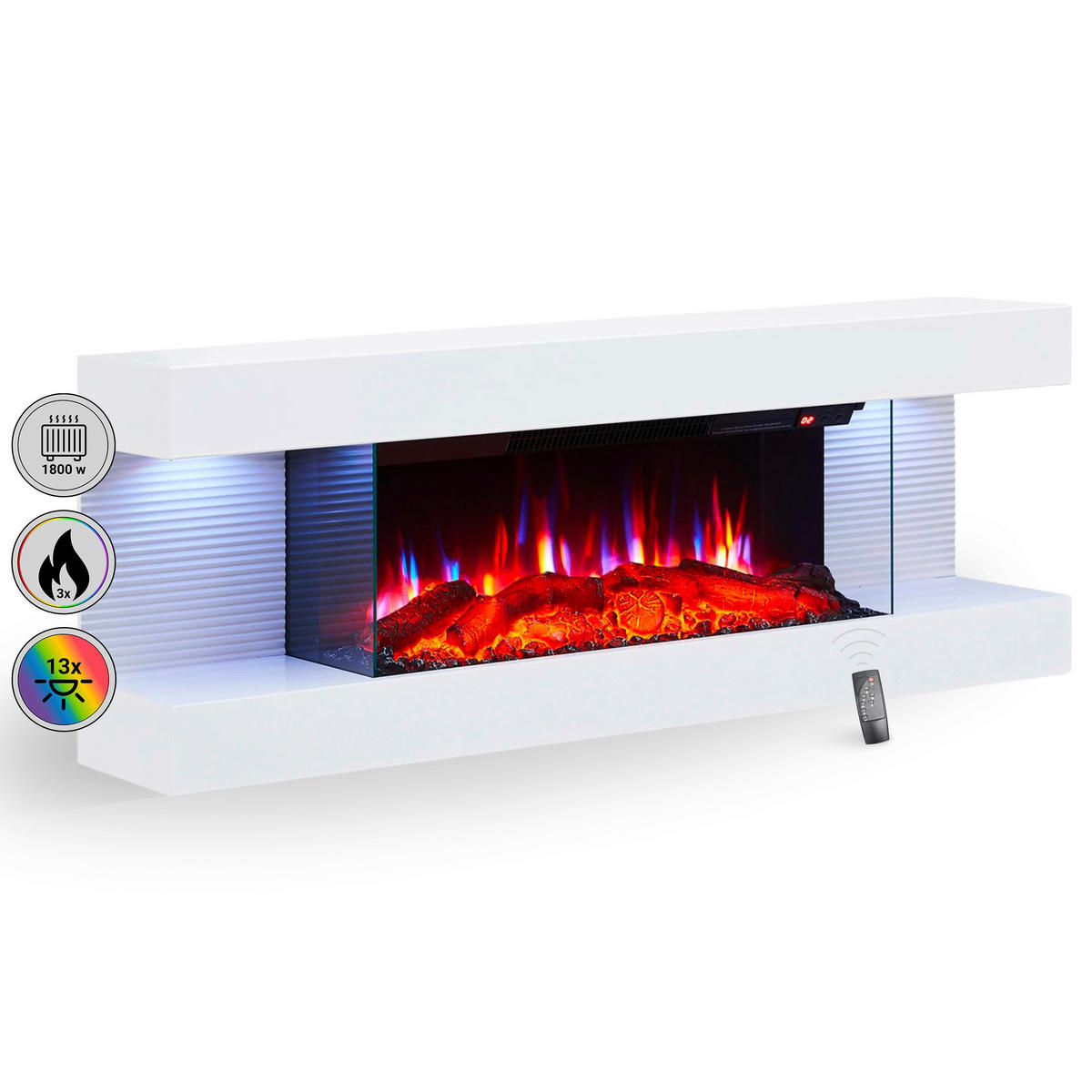 Balderia Elektrischer-Kamin weiß Metall B/H/T: ca. 112x41,8x21,6 cm Lumina - weiß (112,00/41,80/21,60cm) - Balderia